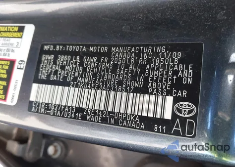 2010 Toyota Matrix из США, поврежденный, VIN 2T1KU4EE3AC318517